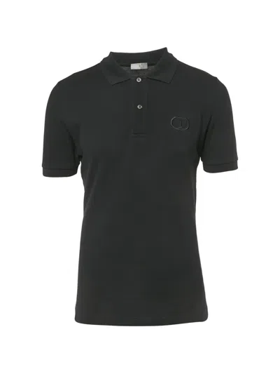 Pre-owned Dior Tonal-logo-embroidered Polo Shirt In Black