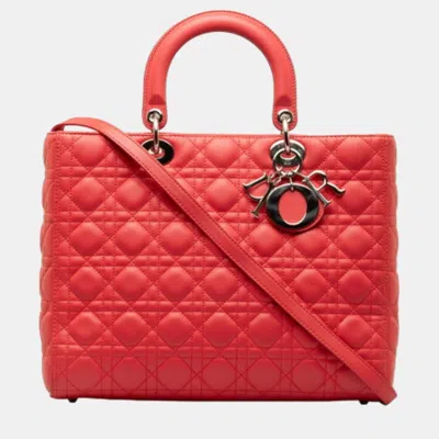Pre-owned Dior Top Handle Bags In Red