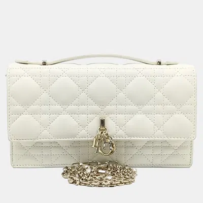Pre-owned Dior Top Handle Mini Bag In White