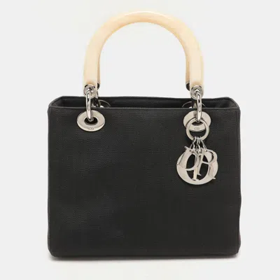 Pre-owned Dior Tortoise Handle Tote In Black