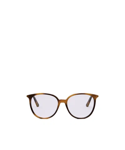 Dior Tortoiseshell-effect Round-frame Glasses In White