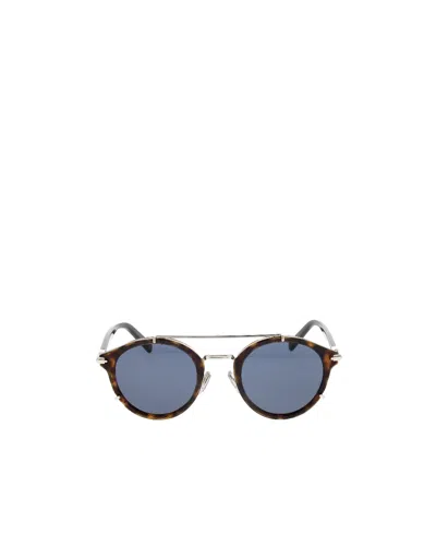 Dior Tortoiseshell-effect Round-frame Sunglasses In Gray