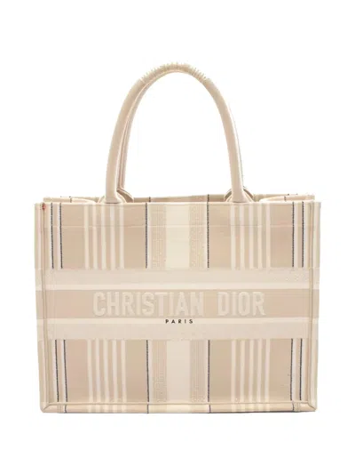 Pre-owned Dior Tote Book Beige Bag In Brown