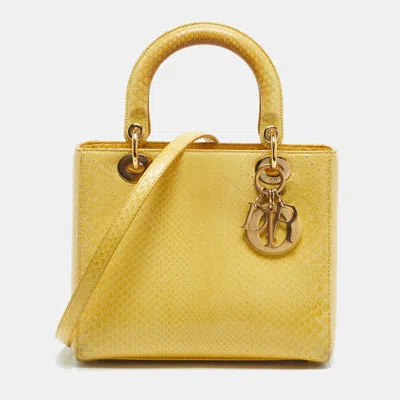 Pre-owned Dior Tote In Yellow