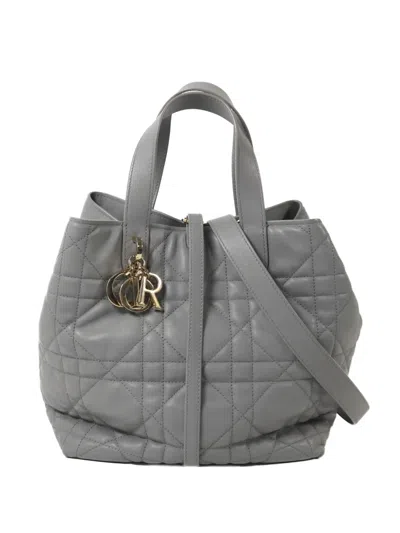 Pre-owned Dior Toujours Cannage Shoulder Bag In Gray