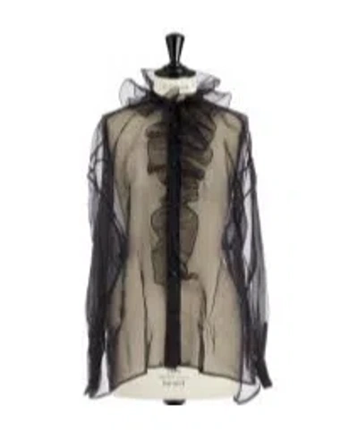 Dior Transparent Blouse With Removable Ruched Collar In Black