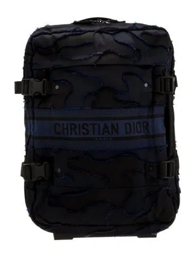 Pre-owned Dior Travel Camouflage Technical Canvas Suitcase In Blue