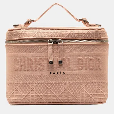 Pre-owned Dior Travel Cannage D-lite Vanity Case In Pink