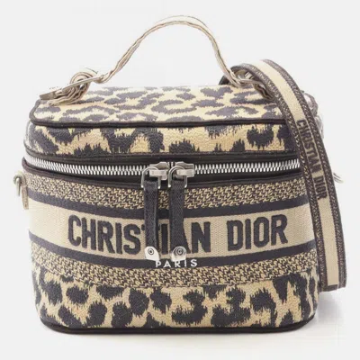 Pre-owned Dior Travel Leopard Vanity Case In Brown