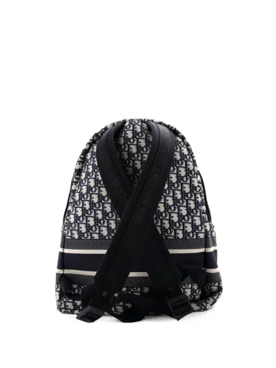 Pre-owned Dior Travel Oblique Canvas Medium Backpack In Blue