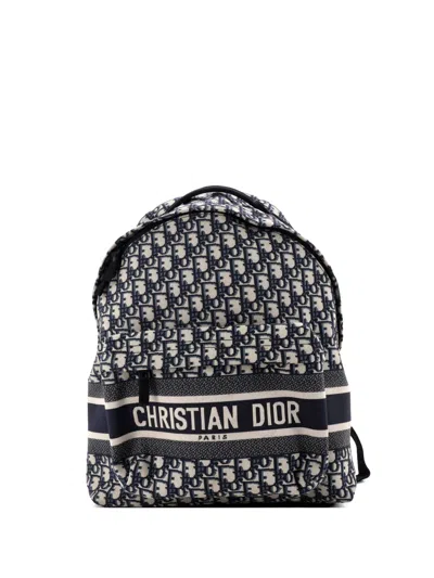 Pre-owned Dior Travel Oblique Canvas Medium Backpack In Blue