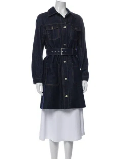 Pre-owned Dior Trench Coat In Blue
