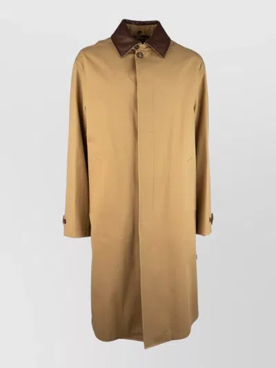 Dior Trench Coat Contrast Collar Side Pockets In Brown