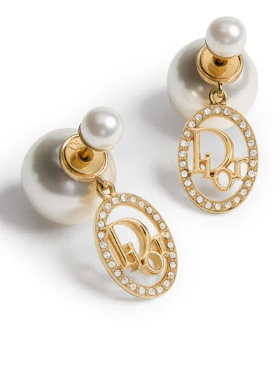 Dior Tribal Metal Earrings With Gold Finish