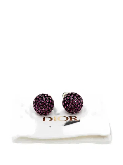 Pre-owned Dior Tribales Crystal Earrings In Black