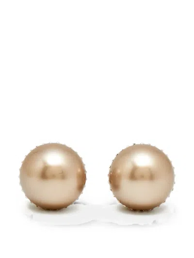Pre-owned Dior Tribales Crystal Faux Pearl Earrings In Neutral