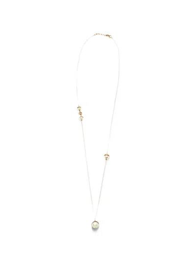 Pre-owned Dior Tribales Faux-pearl Necklace In Gold