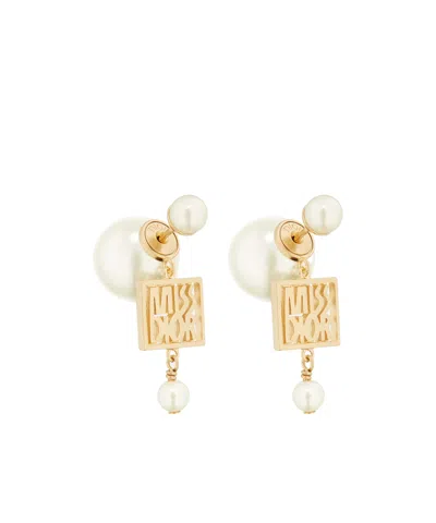 Dior Tribales Logo Earrings In Yellow