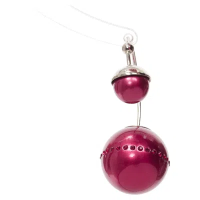Pre-owned Dior Tribales Pealescent Red Faux Pearls Crystal Orbital Pin Earrings Pair