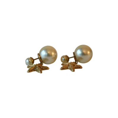 Dior Tribales Pearl And Starfish Motif Stud Earring Gold