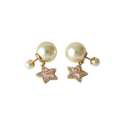 Dior Tribales Pearls Macaron Pink Glass Drop Earrings