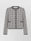 Dior Trimmed Jacket With Pockets And Long Sleeves In Gray