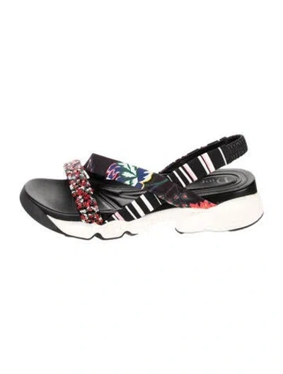 Pre-owned Dior Trio Fusion Floral Print Slingback Sandals In Black