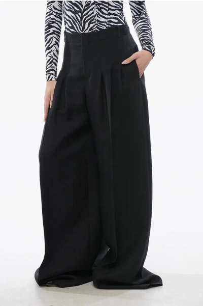 Dior Triple-pleated Palazzo Pants With Flush Pockets In Black