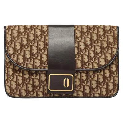 Pre-owned Dior Trotter Brown Canvas Clutch Bag ()