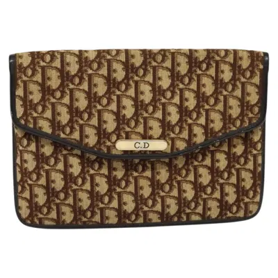 Pre-owned Dior Trotter Brown,gold Canvas Clutch Bag () In Multi