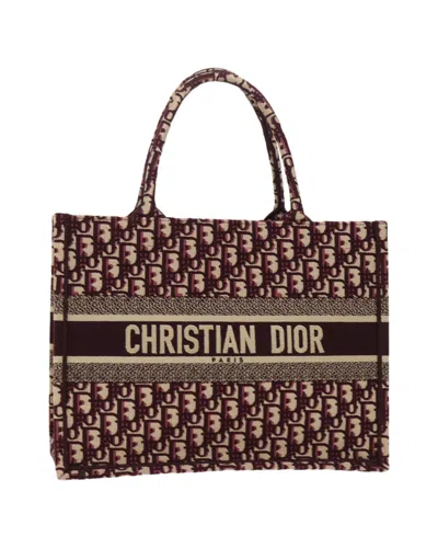 Dior Trotter Canvas Oblique Tote Bag Bordeaux M1296 Zriw Auth 49935a In Red