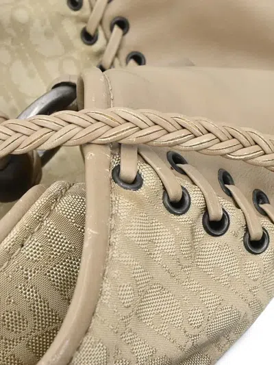 Pre-owned Dior Trotter Lace-up Tote Bag In Neutrals