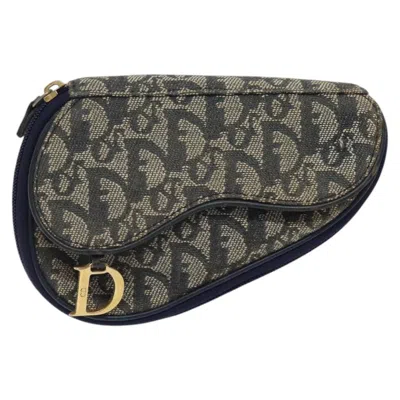 Pre-owned Dior Trotter Navy Canvas Clutch Bag ()