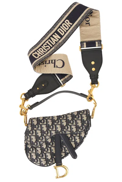 Pre-owned Dior Trotter Oblique Saddle Bag In Blue