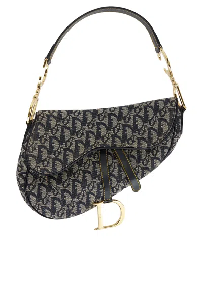 Pre-owned Dior Trotter Oblique Saddle Bag In Blue