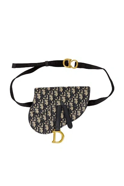 Pre-owned Dior Trotter Oblique Saddle Belt Bag In Blue
