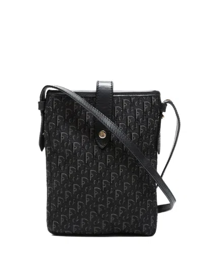 Pre-owned Dior Trotter Pattern Cross-body Bag In Black