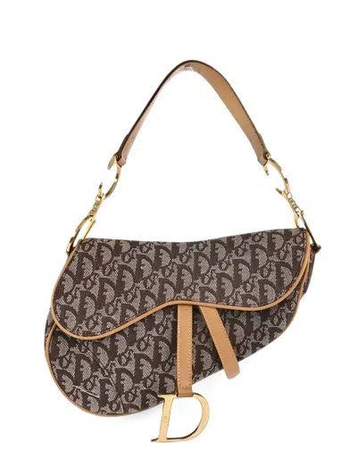 Pre-owned Dior Trotter Saddle Tote Bag In Brown