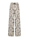 DIOR TROUSERS  WHITE AND GRAY TOILE DE JOUY SOLEIL SILK TWILL