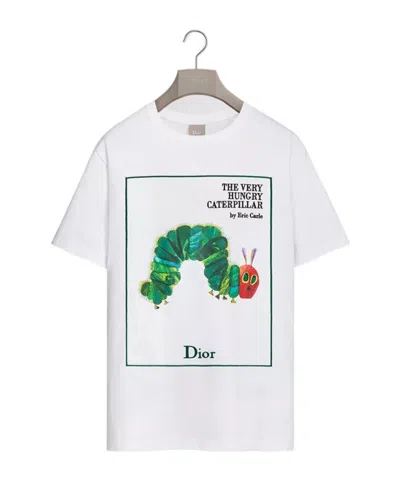 Dior T-shirt With Book Cover Embroidery, Relaxed Fit In White