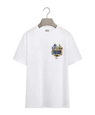 Dior T-shirt With  Blason Embroidery, Relaxed Fit In White