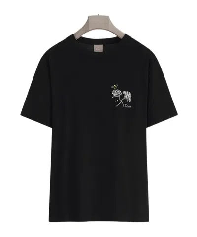 Dior T-shirt With  Flower Bee Embroidery, Relaxed Fit In Black