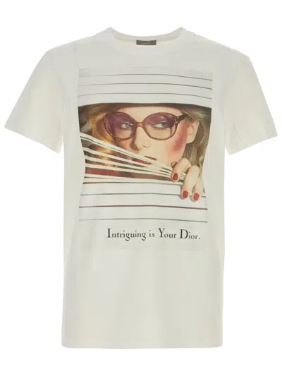 Dior T-shirt With Print In Neutral