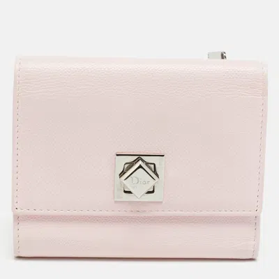 Pre-owned Dior Turn Me Light Pink Leather Trifold Wallet