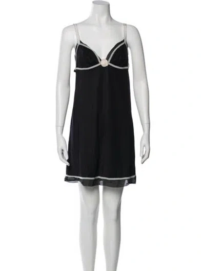 Pre-owned Dior Tweed Lace Trim Embellishment Nightgown In Black