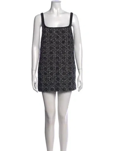 Pre-owned Dior Tweed Mini Dress In Black