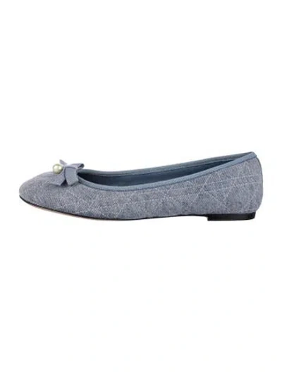 Pre-owned Dior Tweed Pattern Ballet Flats In Blue