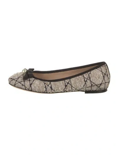 Pre-owned Dior Tweed Pattern Ballet Flats In Neutral