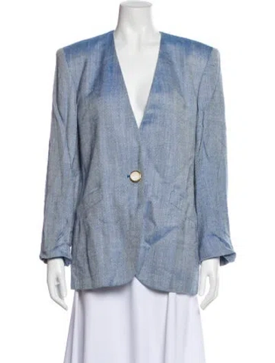 Pre-owned Dior Tweed Pattern Blazer In Blue