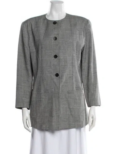 Pre-owned Dior Tweed Pattern Blazer In Blue